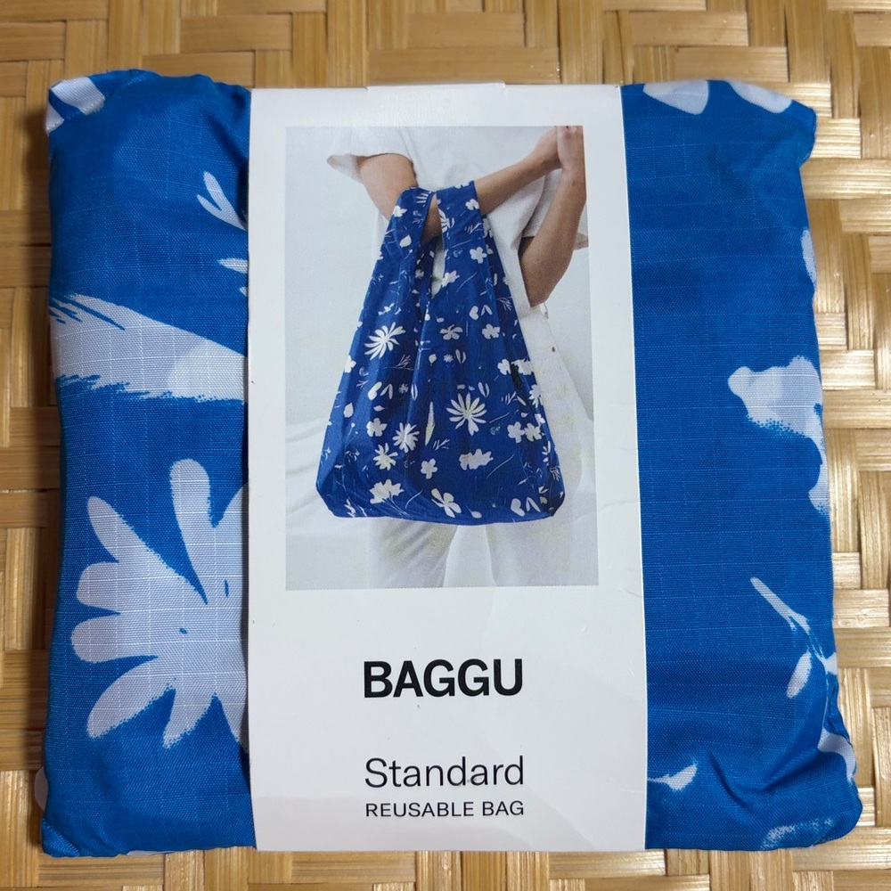 NWT Standard BAGGU Reusable Tote Bag – Floral Sun Print Blue (RARE DISCONTINUED)